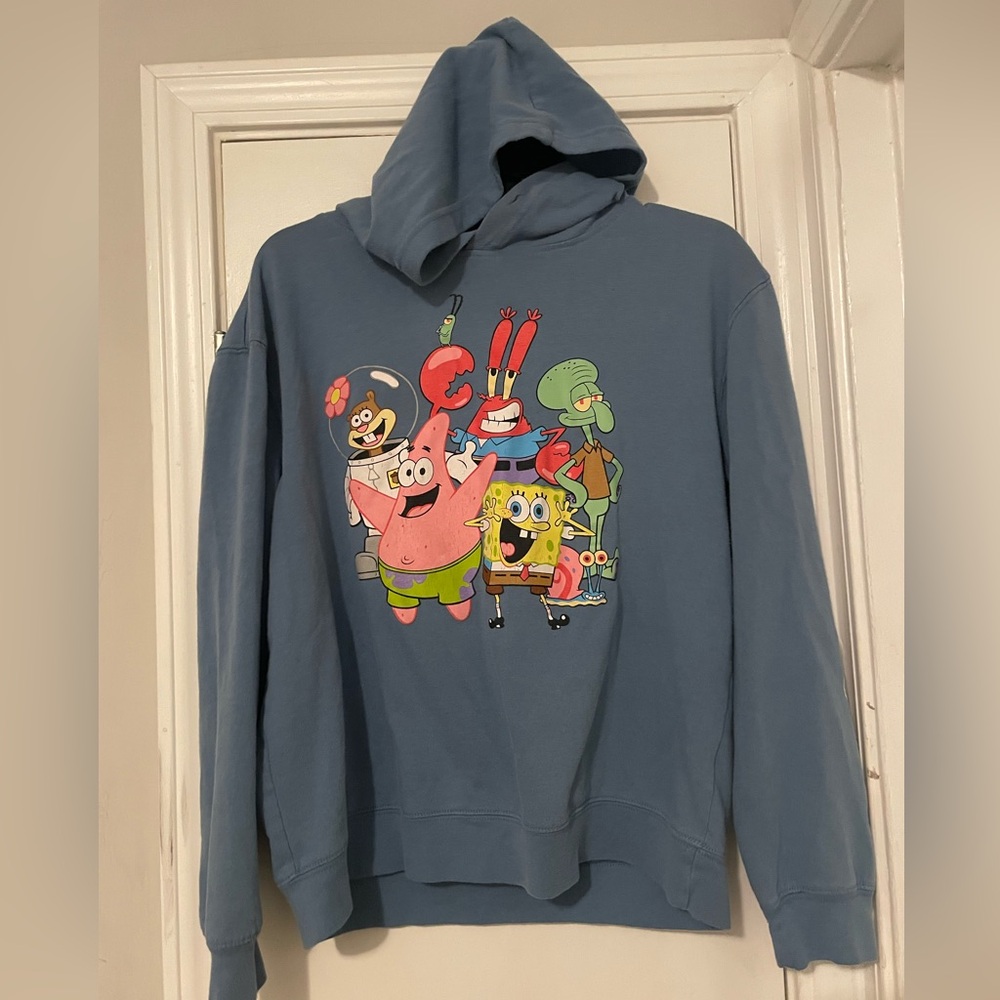 Dusty Blue SpongeBob Graphic Hoodie